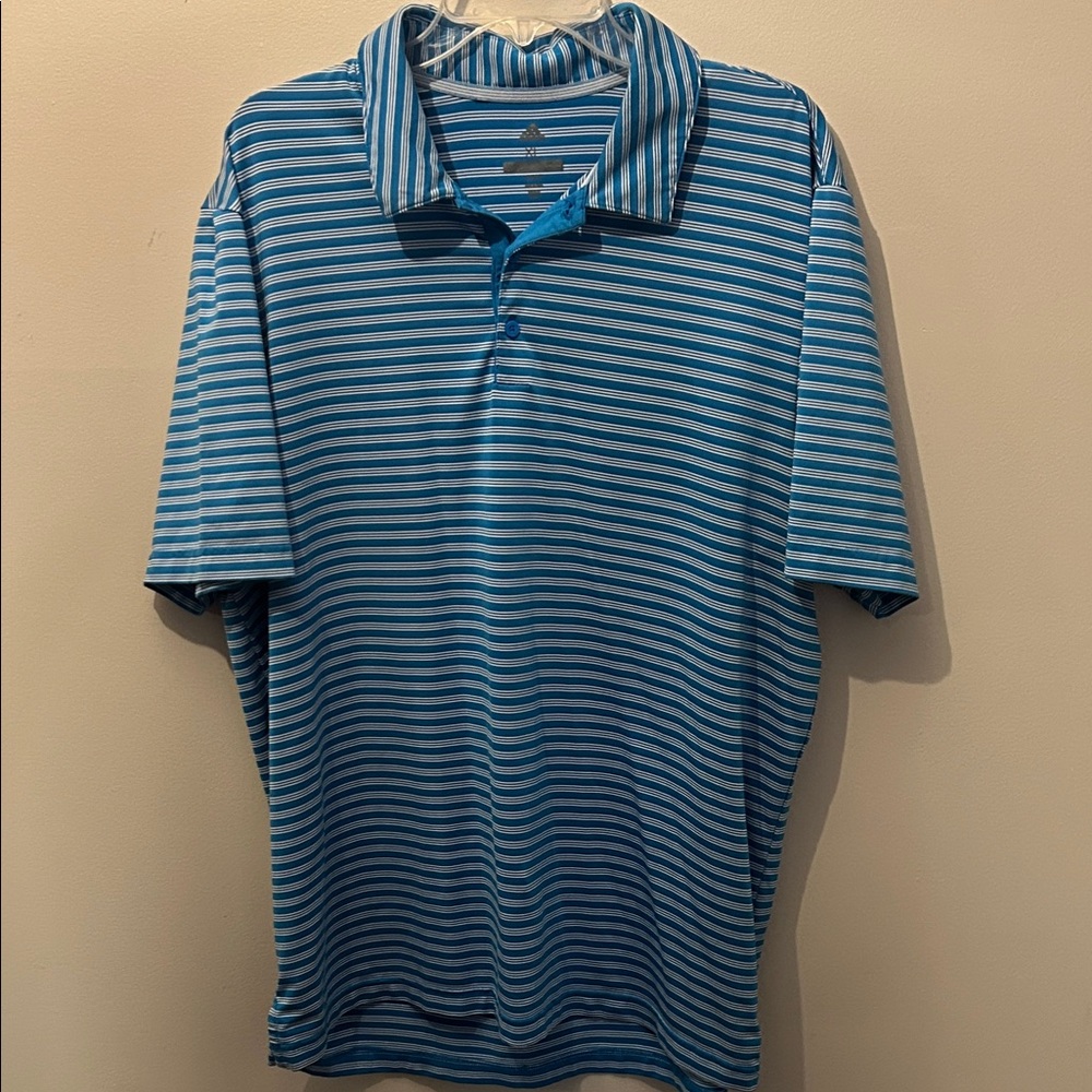 Men's Blue Striped Polo Shirt